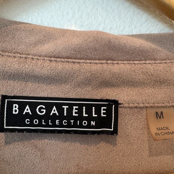 Bagatelle Collection Faux Suede Leather Taupe Brown Button Up Shirt Size M - Picture 3 of 8